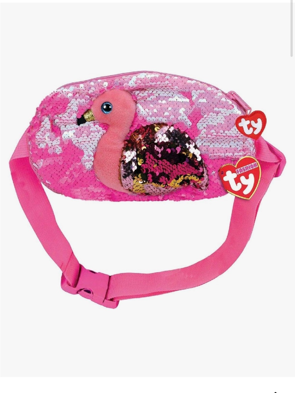 Ty Pink Sequin Flamingo Kids Belt Bag